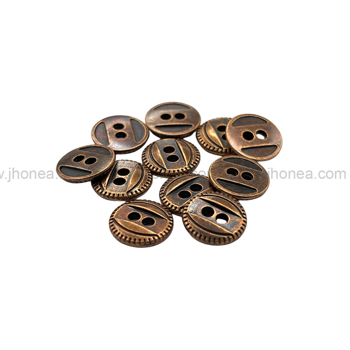 Western Style 2-Hole Round Shape Metal Button for Dresses