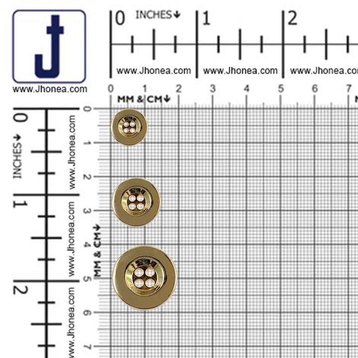 Premium Shiny Finish 4-Hole Hollow Metal Buttons for Jackets/Coats/Blazers