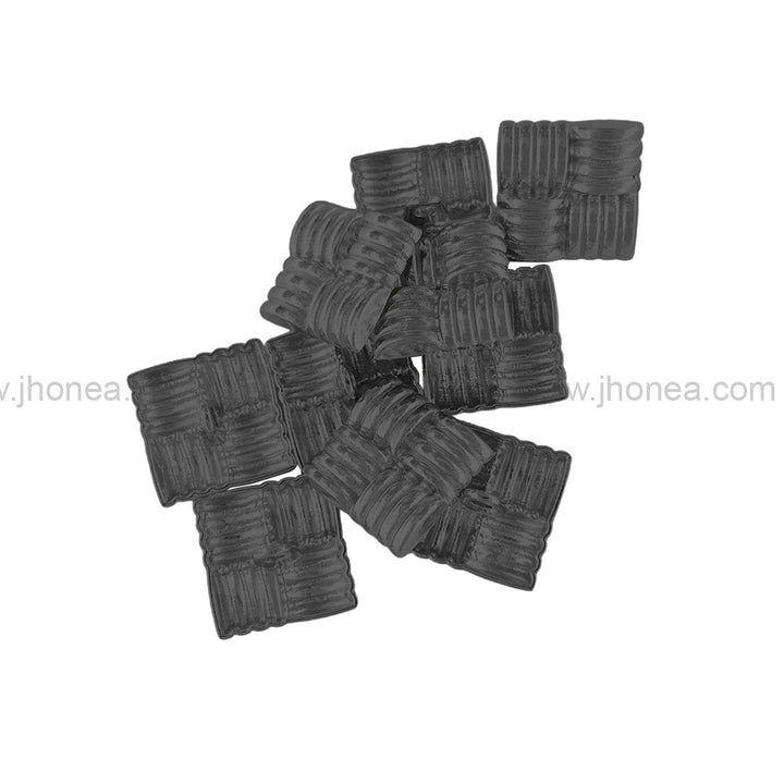 Eye Catching Square Ribbed Design Shiny Finish Loop Shank Metal Button