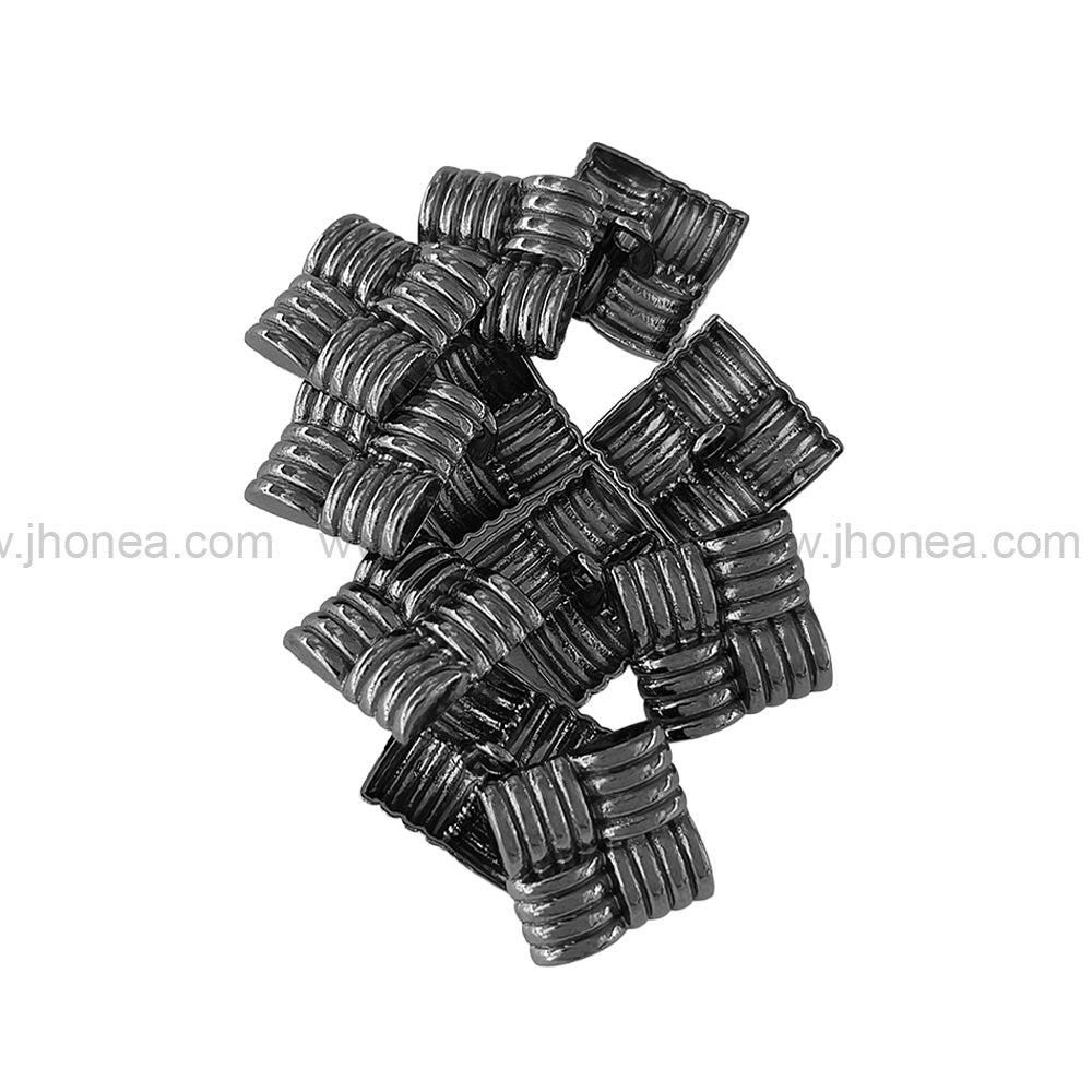 Eye-Catching Square Ribbed Design Shiny Black Nickel (Gunmetal) Finish Loop Shank Metal Button