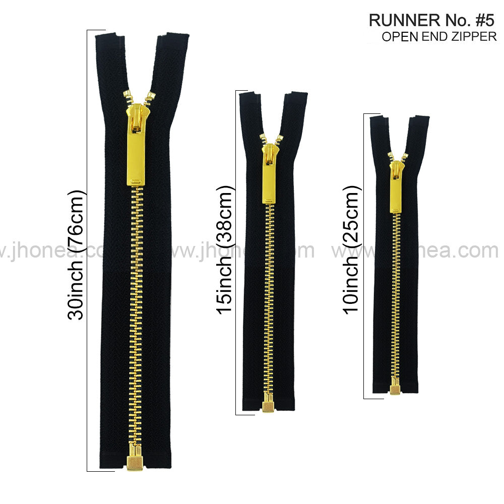 Number #5 Designer Shiny Gold Metal Teeth Fashion Zipper