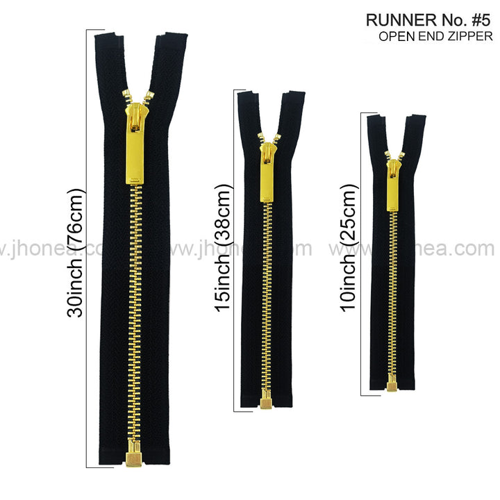 Number #5 Designer Shiny Gold Metal Teeth Fashion Zipper