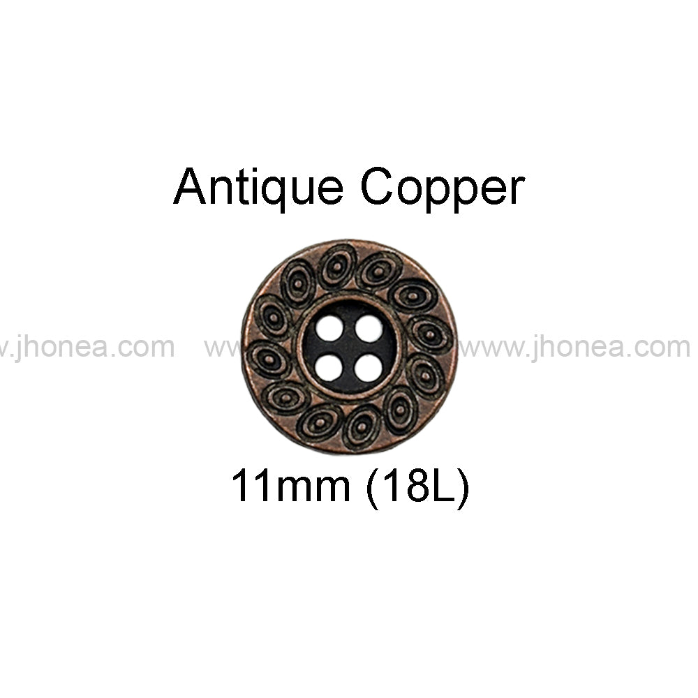 Beautiful Eye-Catching Engraved Design 4-Hole Metal Buttons