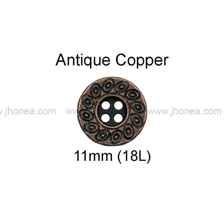 Beautiful Eye-Catching Engraved Design 4-Hole Metal Buttons