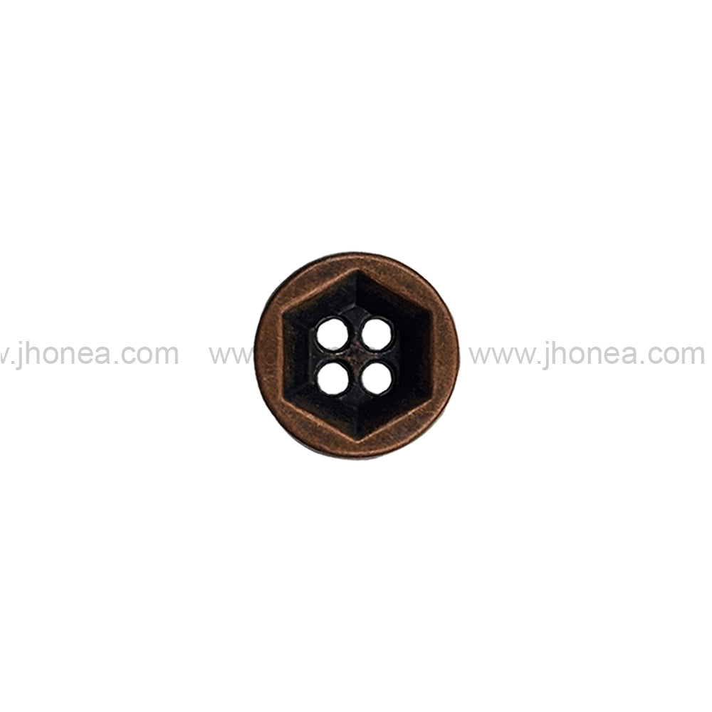 Solid Design Geometric Pattern 4-Hole Antique Copper Metal Shirt Buttons