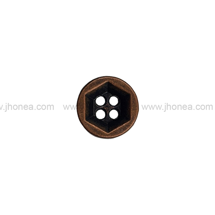 Solid Design Geometric Pattern 4-Hole Antique Copper Metal Shirt Buttons