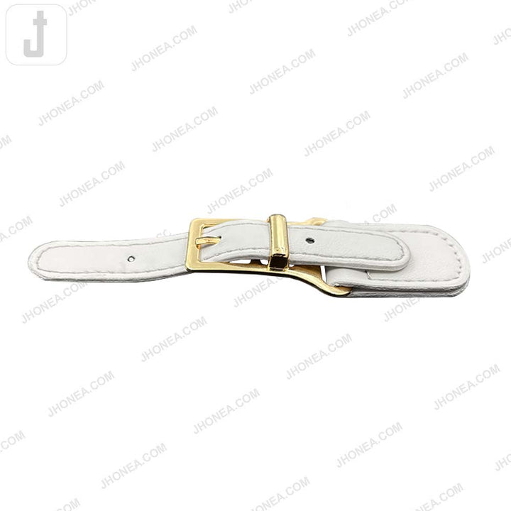 Fashionable Shiny Gold Buckle with Prong PU Belt