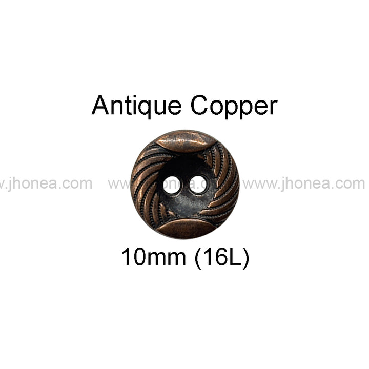 Engraved Rounded Rim 2-Hole Round Shape Shirt/Kurta Buttons