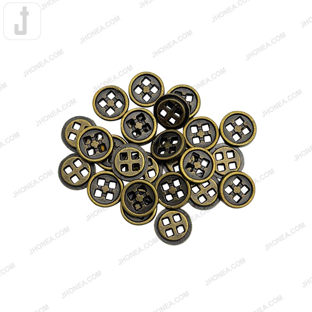 Versatile 10mm Round Shape 4 Hole Alloy Metal Buttons