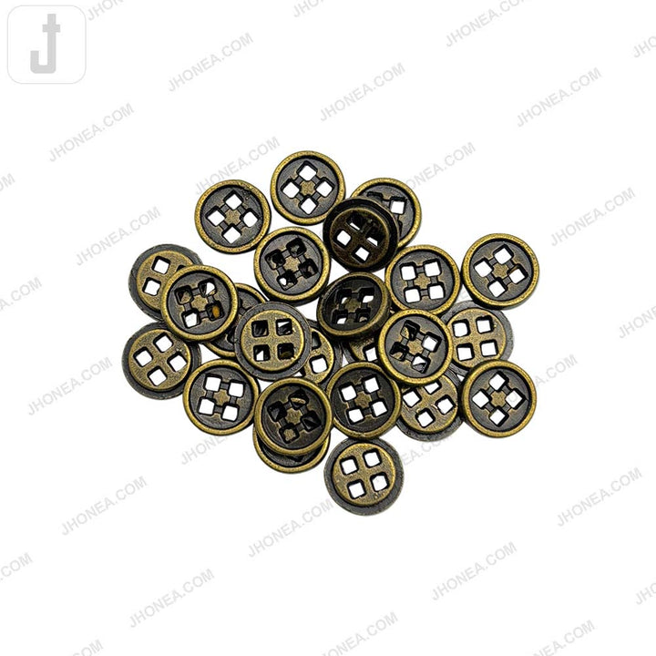 Versatile 10mm Round Shape 4 Hole Alloy Metal Buttons