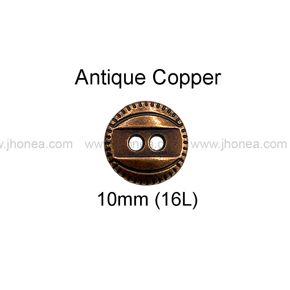 Western Style 2-Hole Round Shape Metal Button for Dresses