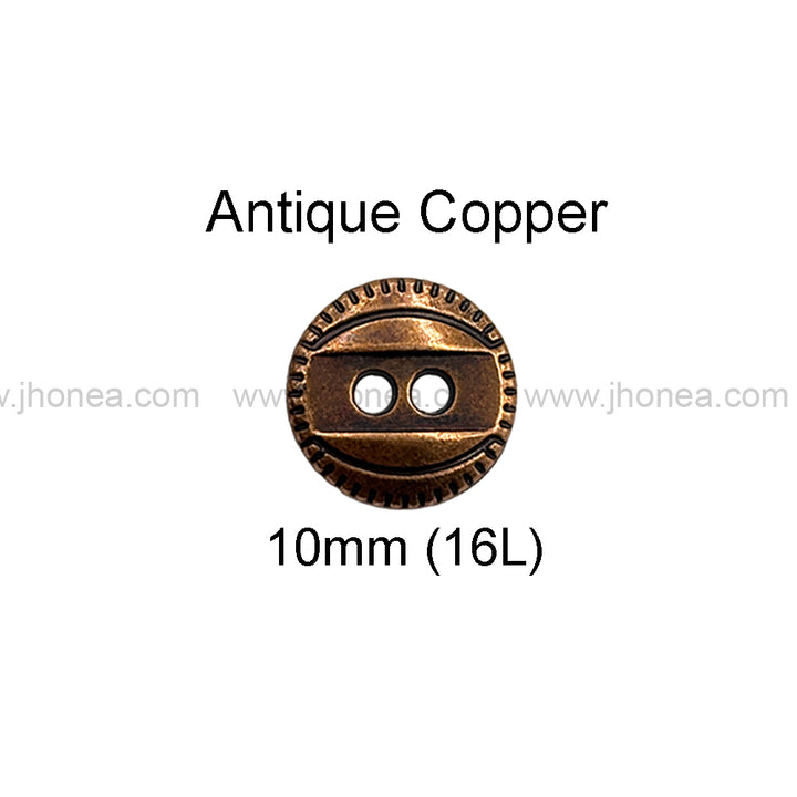 Western Style 2-Hole Round Shape Metal Button for Dresses