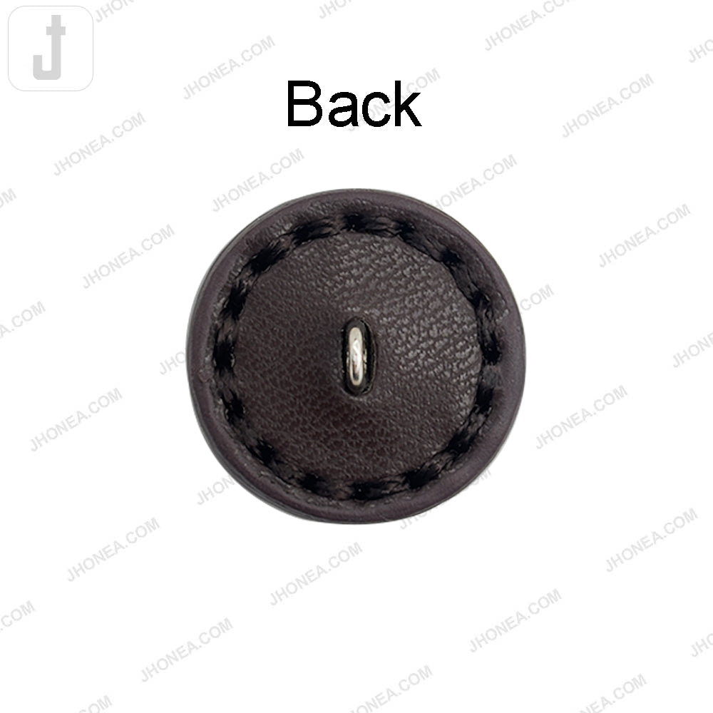 Dark Brown Elegant Stitched PU Leather Down Loop Button