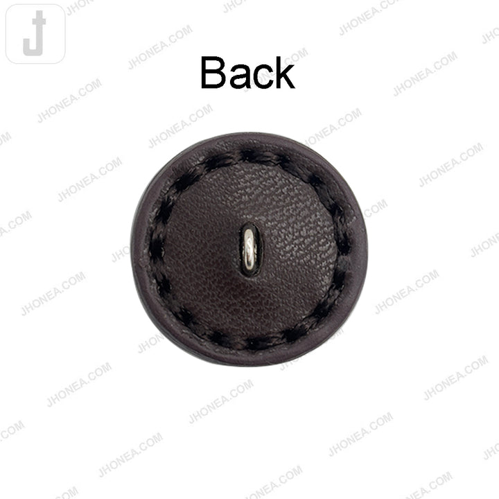 Dark Brown Elegant Stitched PU Leather Down Loop Button