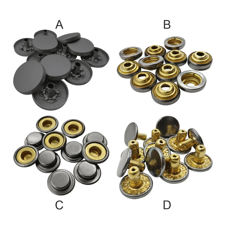 Matte Dark Grey 4-Part Press Snap Buttons Fasteners Set for Garments/Leather Accessories