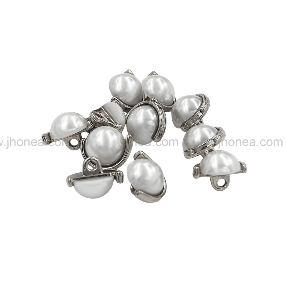 Shiny Gold & Silver Round Shape Fancy Pearl Buttons