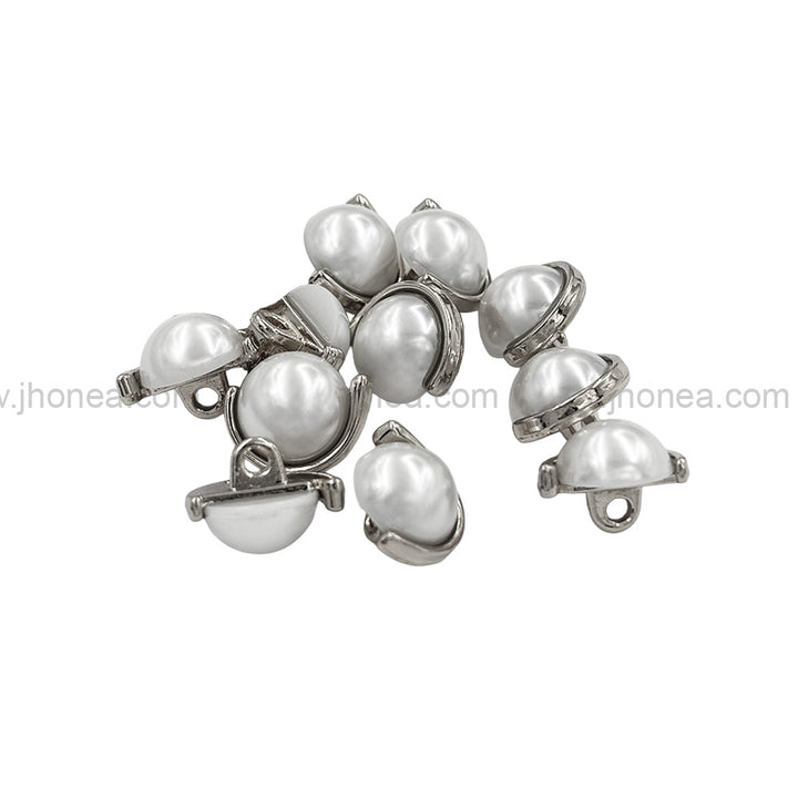 Shiny Gold & Silver Round Shape Fancy Pearl Buttons