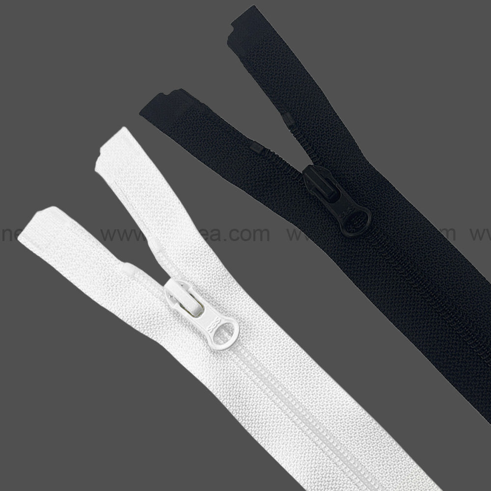 #3 SBS Black/White Nylon Coil Open-End Coil Zippers