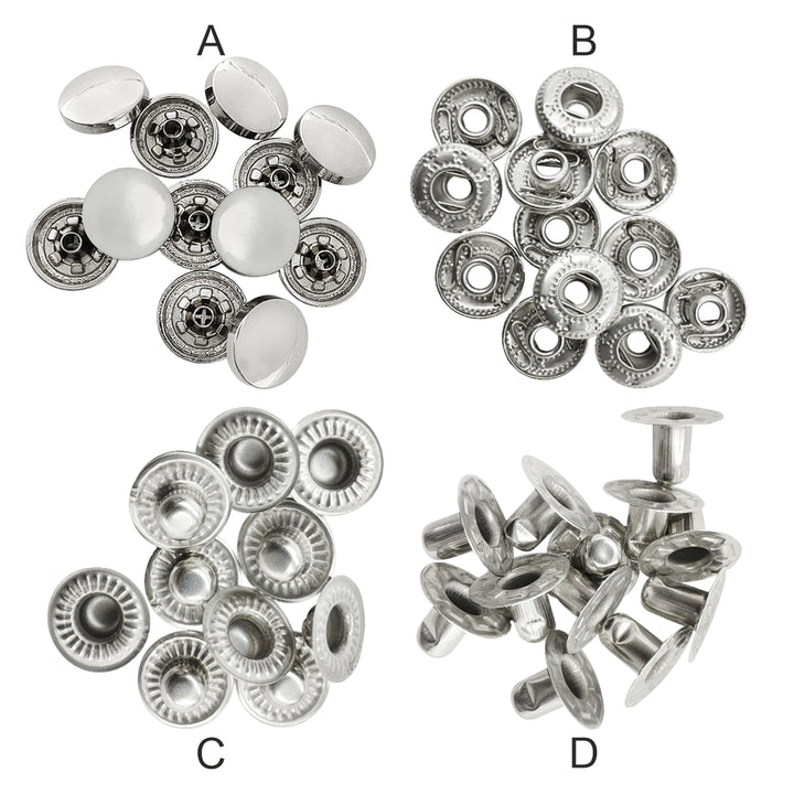 Round Shaped 12mm Chrome Finish Snap Buttons for Shirts/Kurta