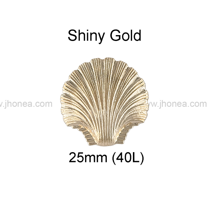 Ornate 25mm Sea Shell-Shaped Shank Metal Button