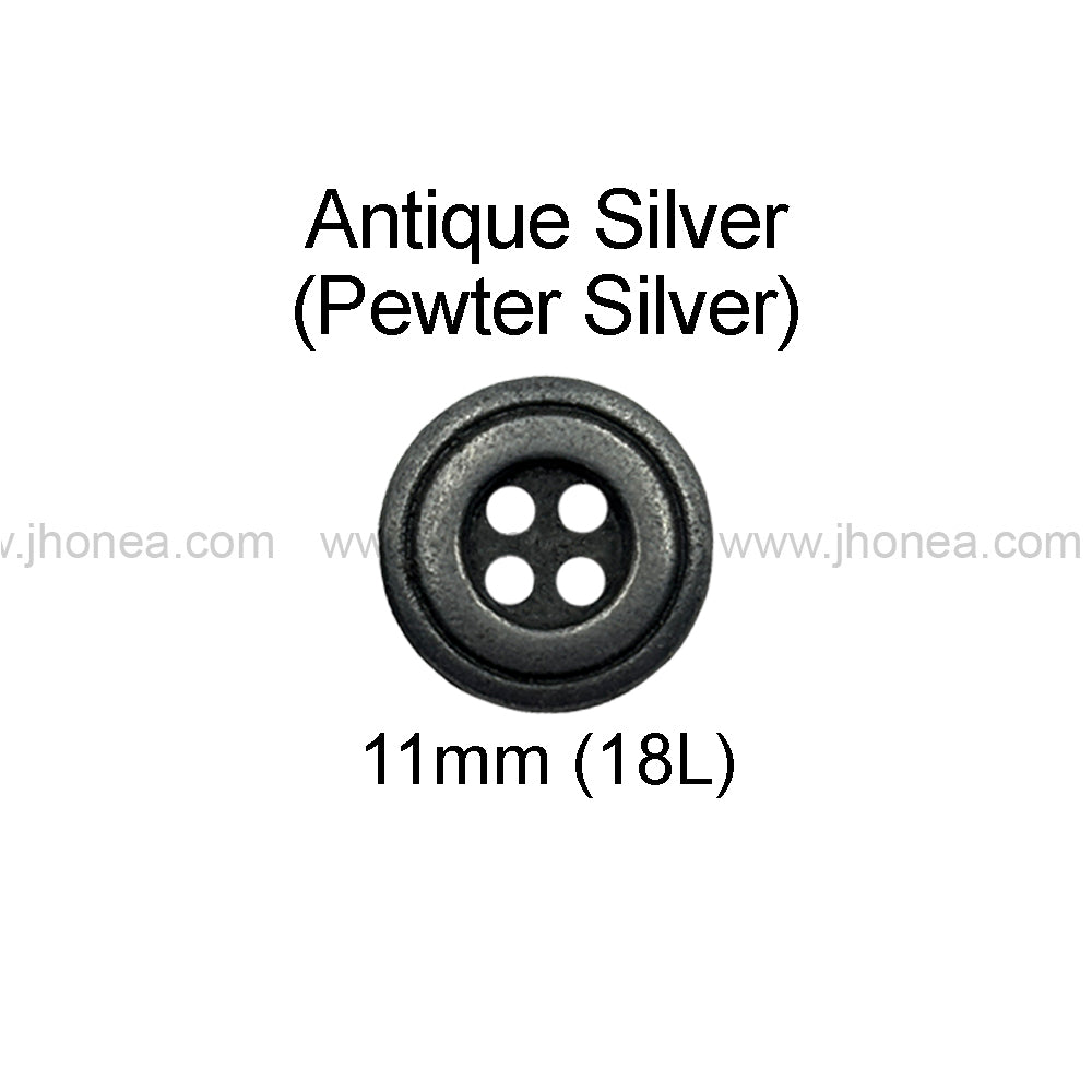 Vintage Reversible 4-Hole Double Rim Round Metal Buttons