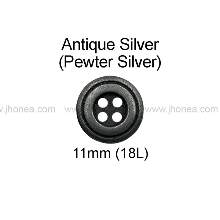 Vintage Reversible 4-Hole Double Rim Round Metal Buttons