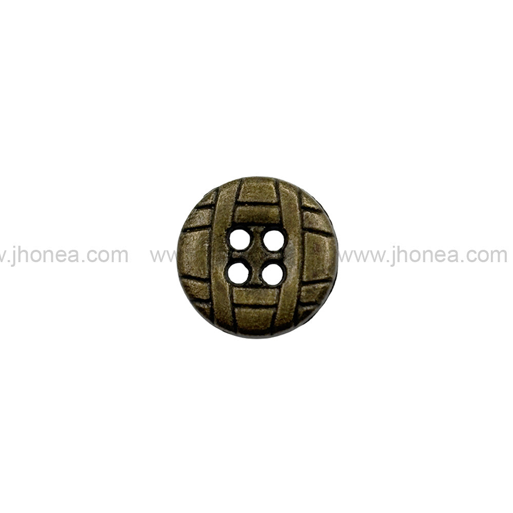 Engraved Design Antique Brass Round Shape 4-Hole Shirt Metal Buttons
