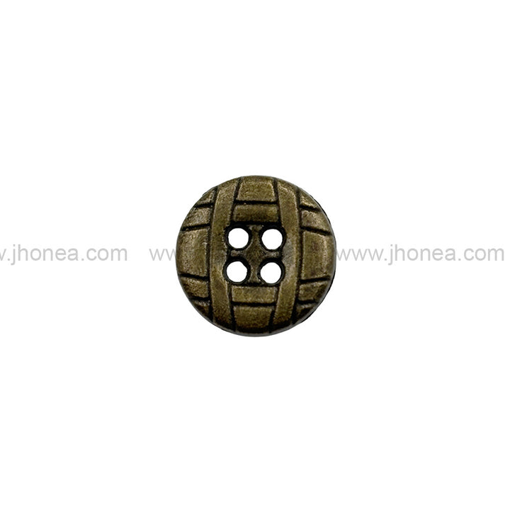 Engraved Design Antique Brass Round Shape 4-Hole Shirt Metal Buttons