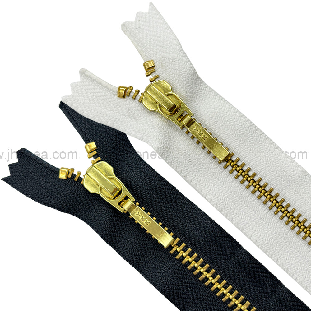 YKK- #5 Quality Designer Gold with Black/White YKK Metal Zipper for Jackets