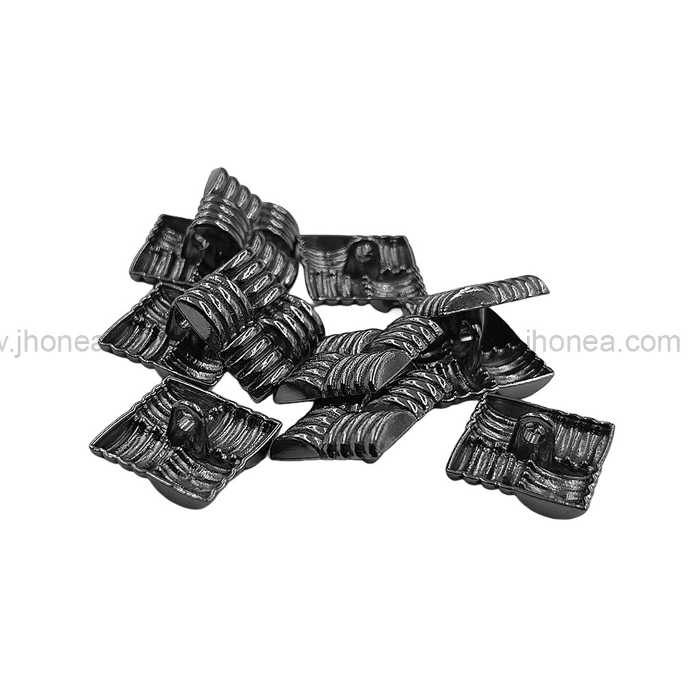Eye-Catching Square Ribbed Design Shiny Finish Loop Shank Metal Button