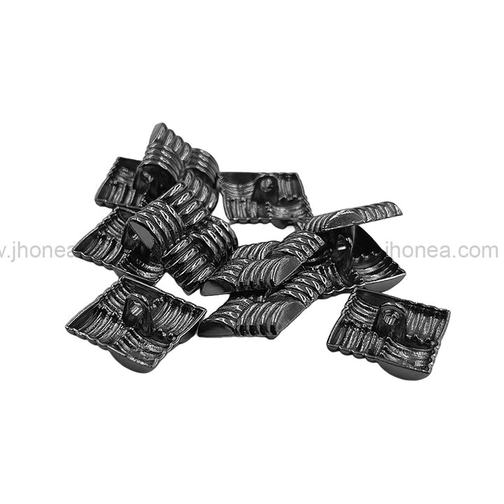 Eye-Catching Square Ribbed Design Shiny Finish Loop Shank Metal Button