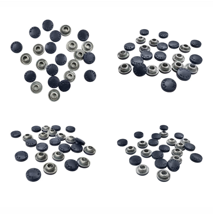 Round and simple rivet stud fasteners for jackets and jeans in navy blue color