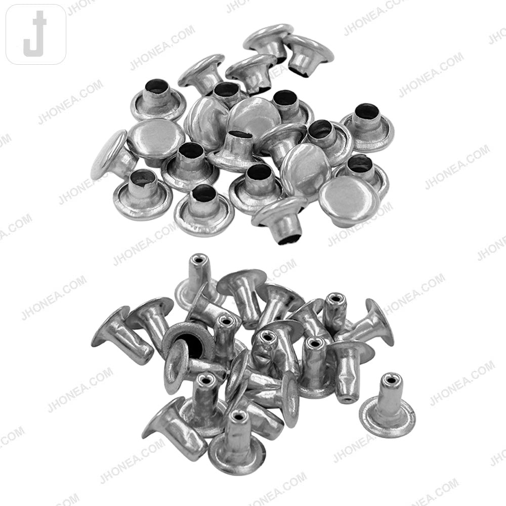 Solid Brass Flat Rivets Shiny Silver Finish for Leather, Denim, Wallets and Craft Projects