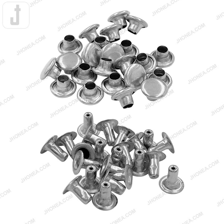 Solid Brass Flat Rivets Shiny Silver Finish for Leather, Denim, Wallets and Craft Projects