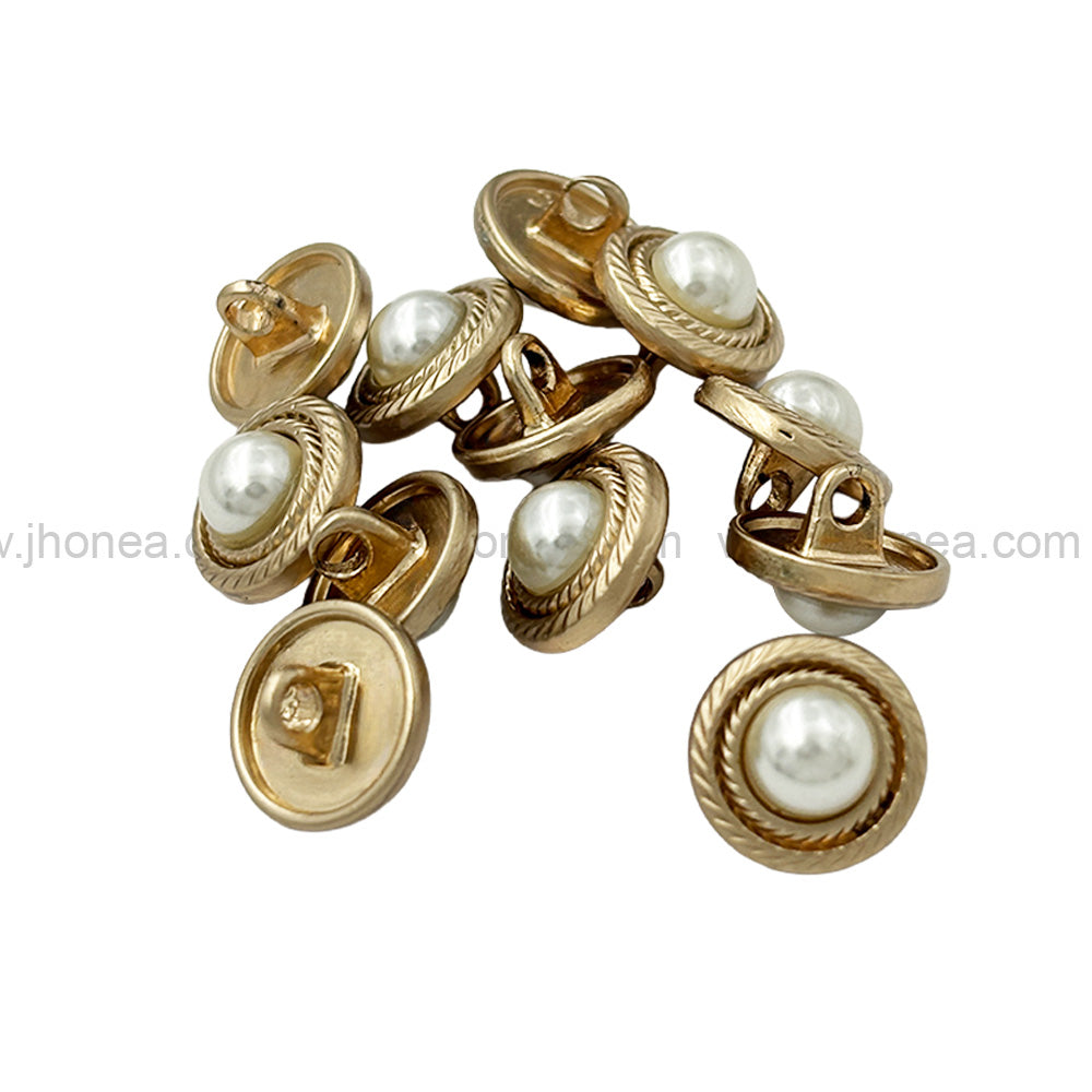 Round Shape Pearl Metal Button with Downhole Loop