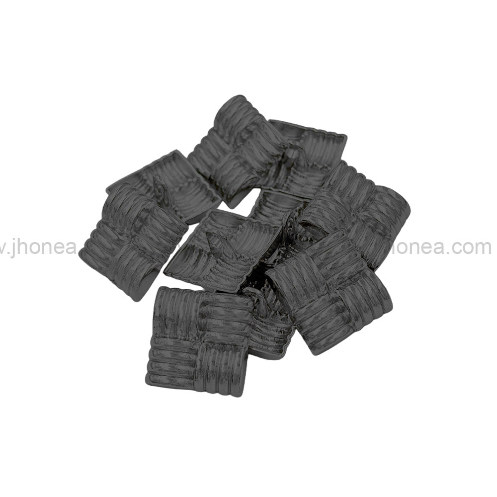 Eye-Catching Square Ribbed Design Shiny Finish Loop Shank Metal Button
