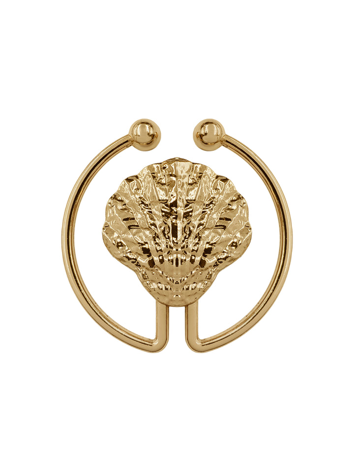Elegant Shiny Finish U-Shaped Shell-Design Connector Belt Buckle