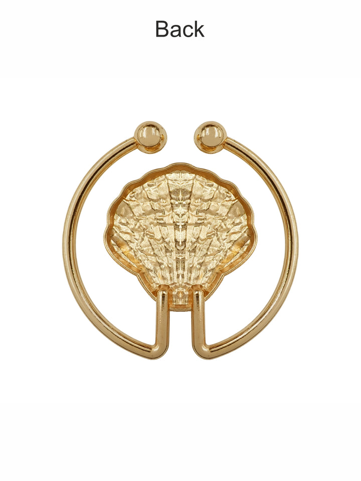 Elegant Shiny Finish U-Shaped Shell-Design Connector Belt Buckle