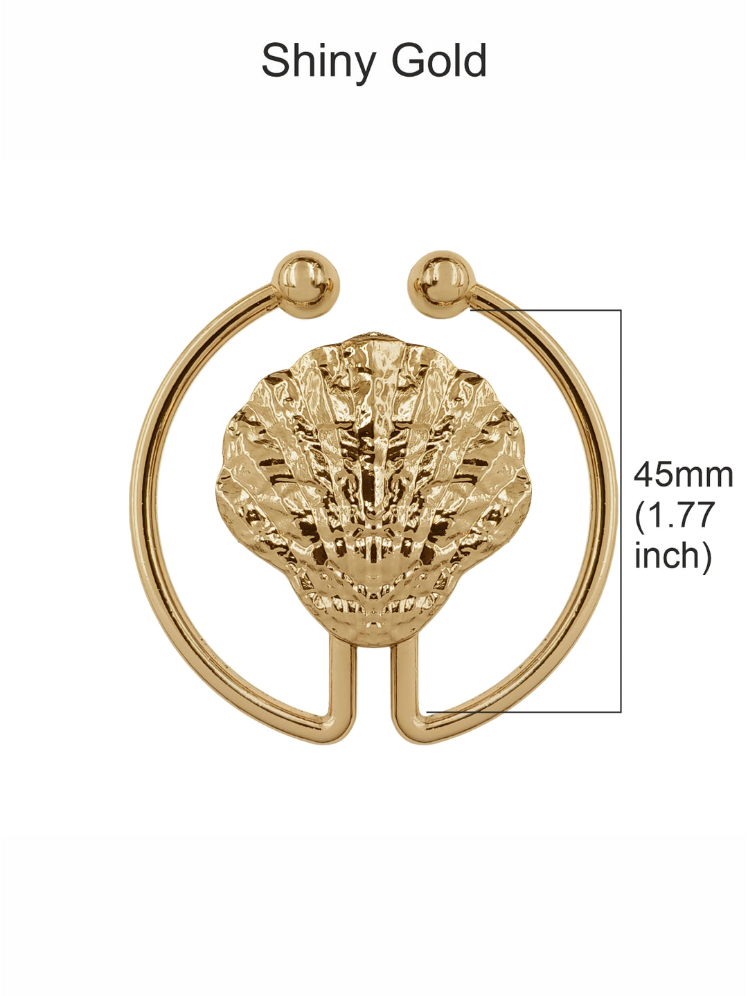 Elegant Shiny Finish U-Shaped Shell-Design Connector Belt Buckle