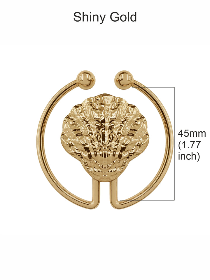 Elegant Shiny Finish U-Shaped Shell-Design Connector Belt Buckle