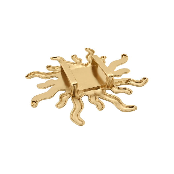 Radiant Decorative Sun Design Shiny Gold Metal Slide Frame Belt Buckle