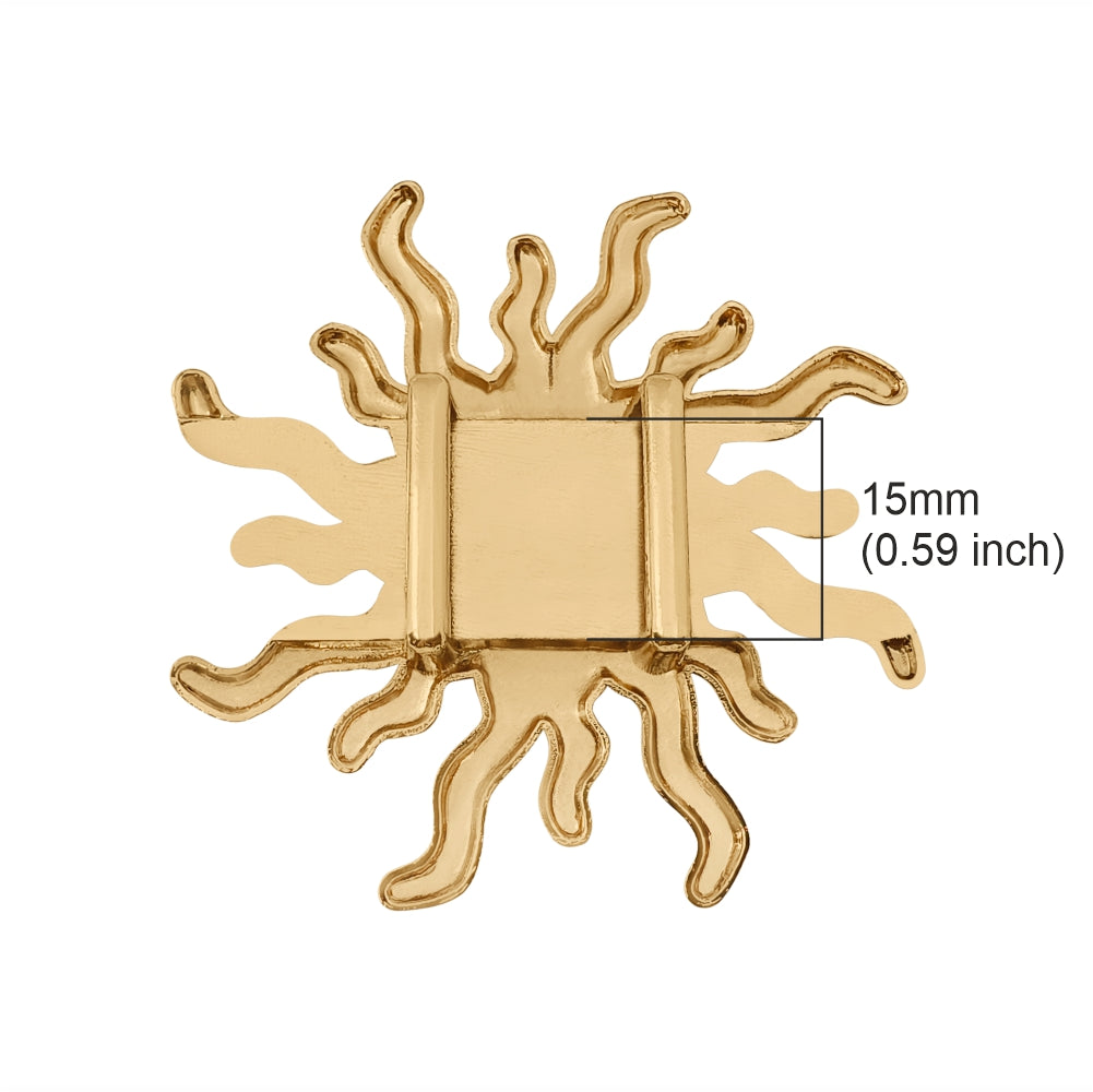 Radiant Decorative Sun Design Shiny Gold Metal Slide Frame Belt Buckle