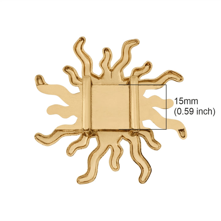 Radiant Decorative Sun Design Shiny Gold Metal Slide Frame Belt Buckle