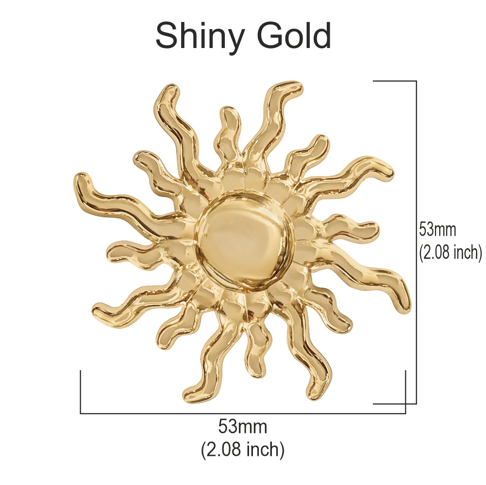 Radiant Decorative Sun Design Shiny Gold Metal Slide Frame Belt Buckle