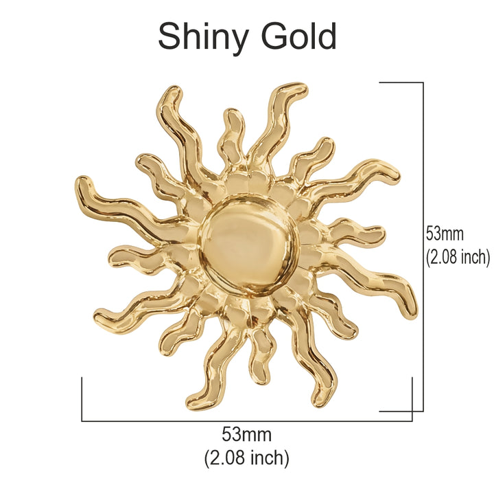 Radiant Decorative Sun Design Shiny Gold Metal Slide Frame Belt Buckle
