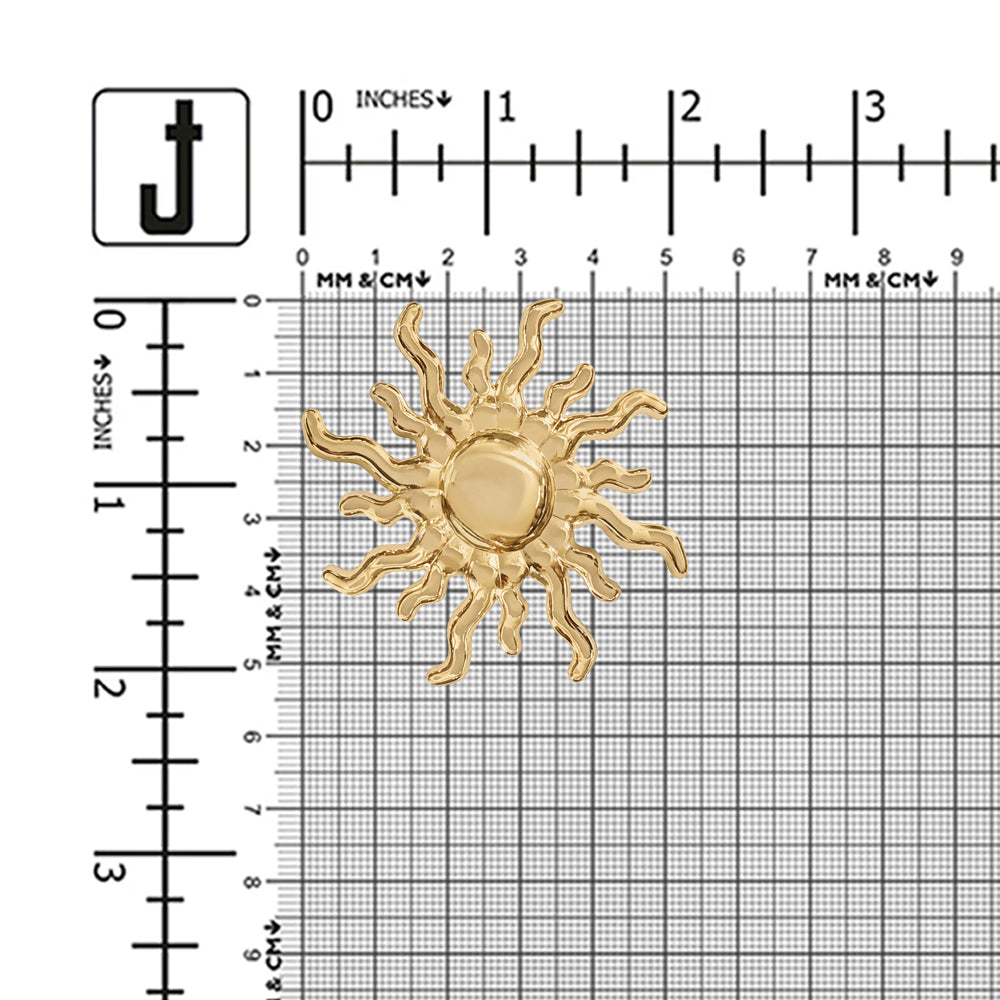 Radiant Decorative Sun Design Shiny Gold Metal Slide Frame Belt Buckle