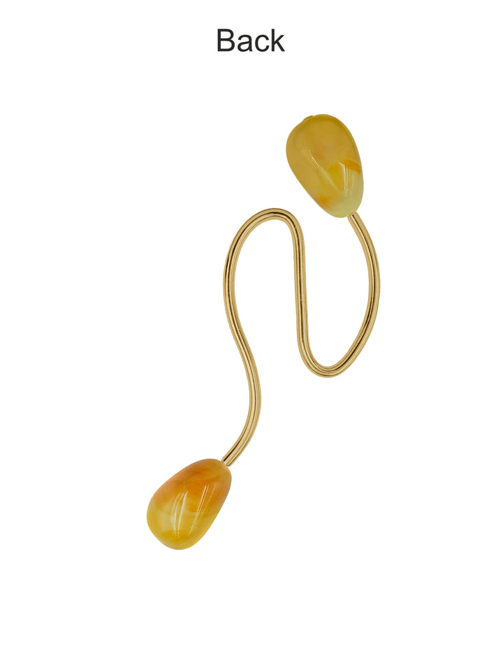 Elegant Shiny Gold S-Curvy Buckle with Amber Accents for Fashion Clothing