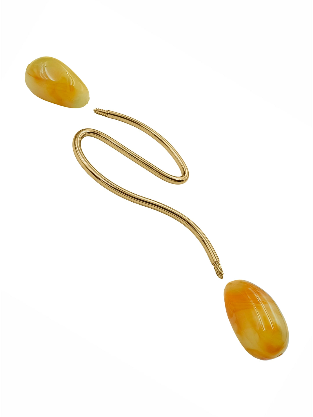 Elegant Shiny Gold S-Curvy Buckle with Amber Accents for Fashion Clothing