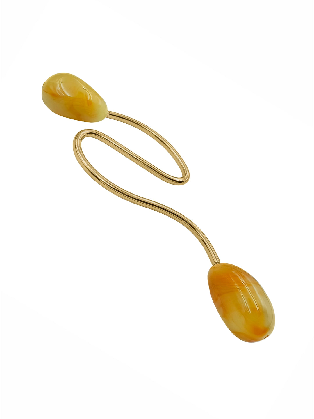 Elegant Shiny Gold S-Curvy Buckle with Amber Accents for Fashion Clothing