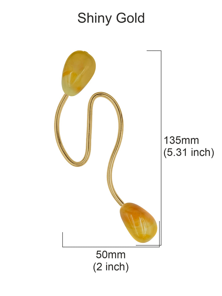 Elegant Shiny Gold S-Curvy Buckle with Amber Accents for Fashion Clothing